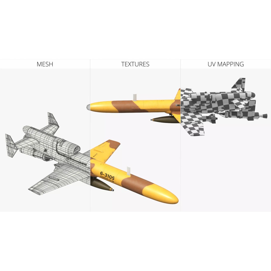 HESA Karrar Jet Combat Drone 3D Model – Realistic UAV for Simulation - View 13
