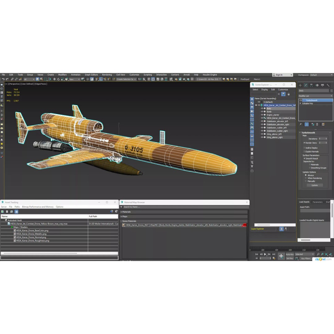 HESA Karrar Jet Combat Drone 3D Model – Realistic UAV for Simulation - View 23