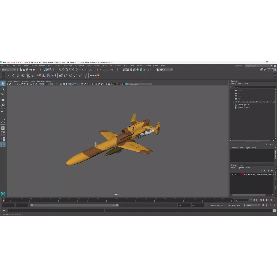 HESA Karrar Jet Combat Drone 3D Model – Realistic UAV for Simulation - View 25