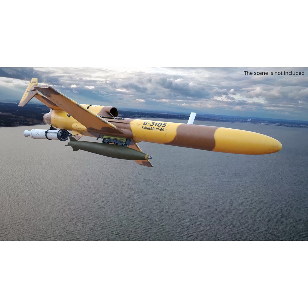 HESA Karrar Jet Combat Drone 3D Model – Realistic UAV for Simulation - View 5