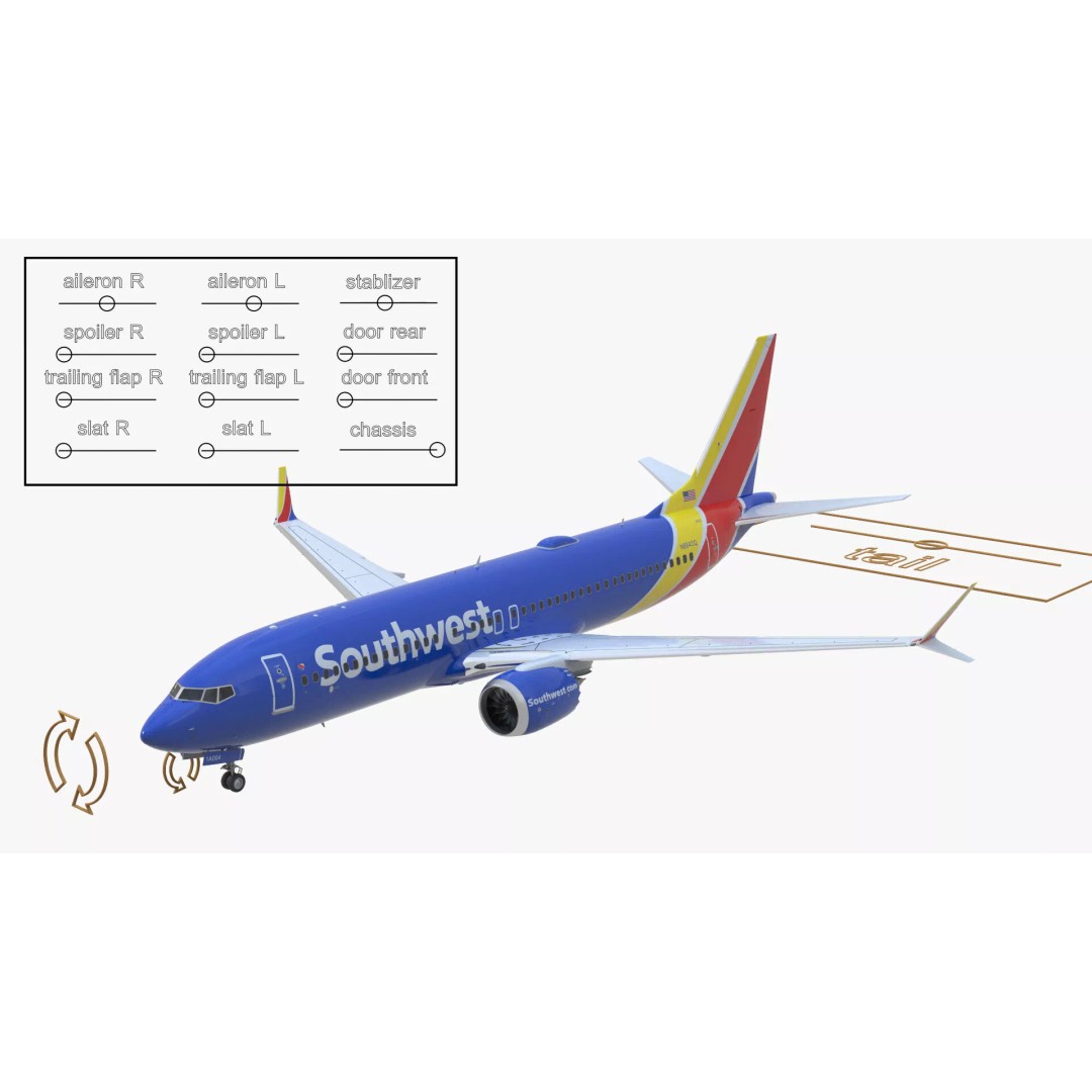 Boeing 737 Max 8 3D Model – Rigged Aircraft for Animation, Maya - View 18