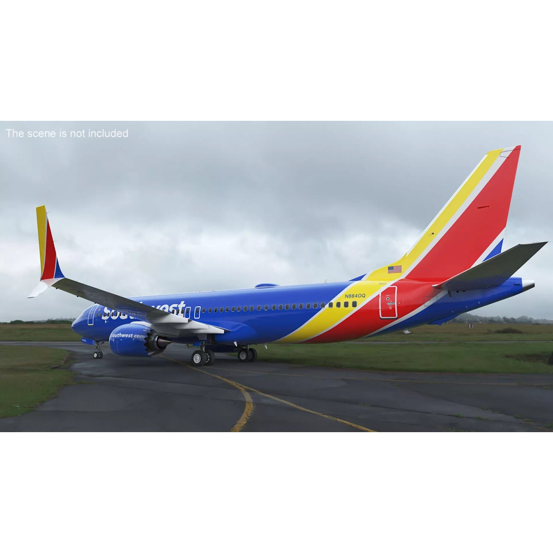 Boeing 737 Max 8 3D Model – Rigged Aircraft for Animation, Maya - View 2