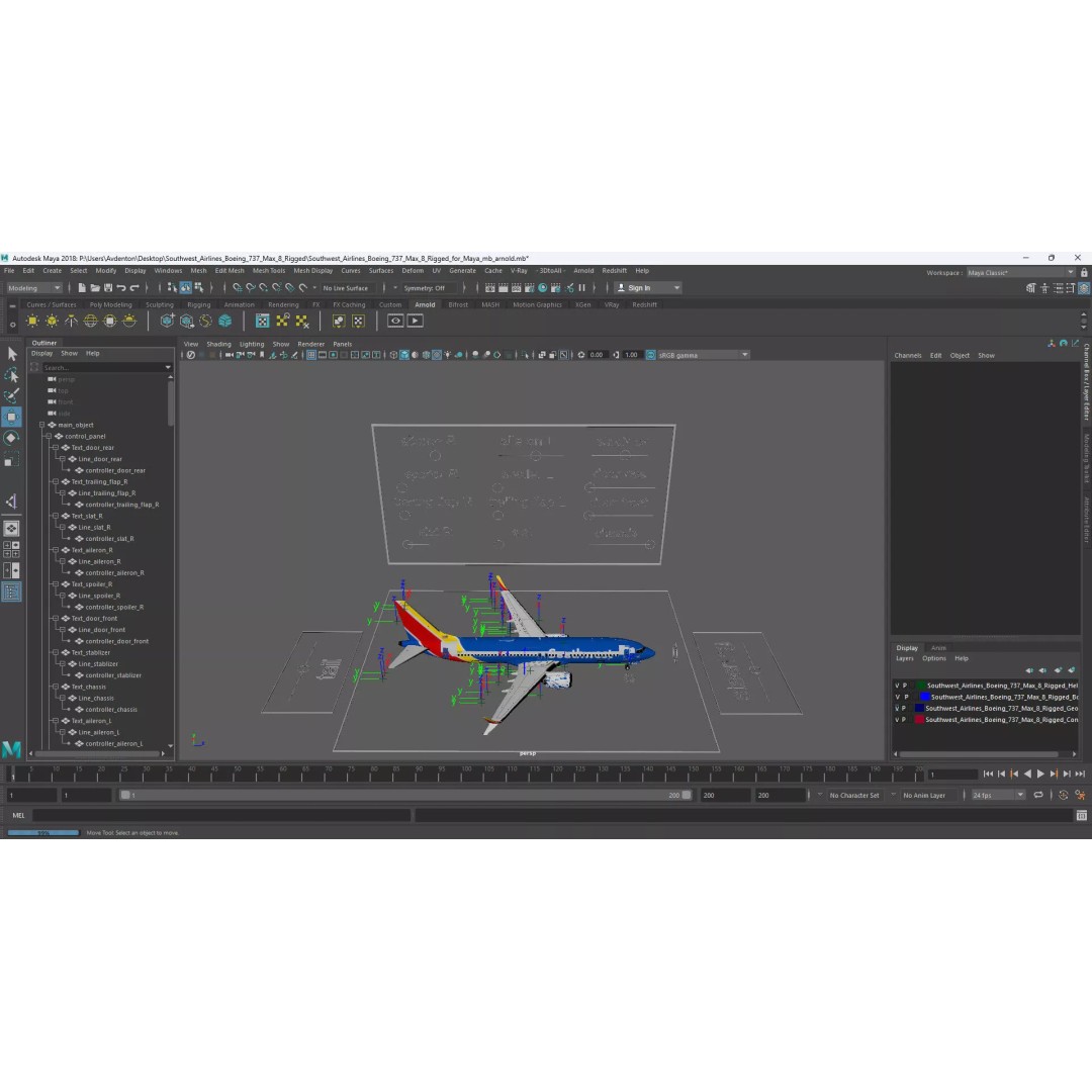 Boeing 737 Max 8 3D Model – Rigged Aircraft for Animation, Maya - View 21