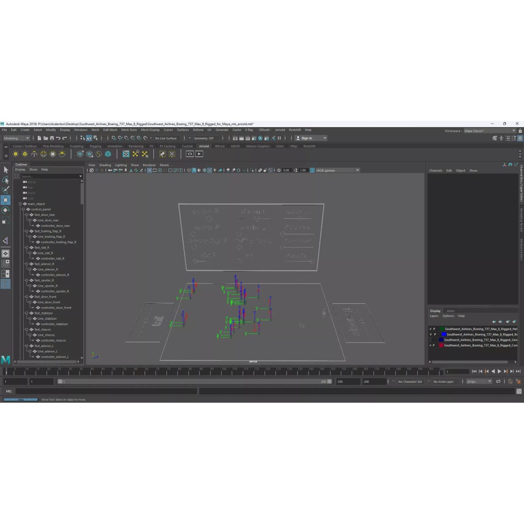 Boeing 737 Max 8 3D Model – Rigged Aircraft for Animation, Maya - View 22