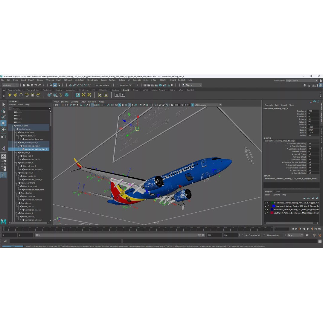 Boeing 737 Max 8 3D Model – Rigged Aircraft for Animation, Maya - View 24