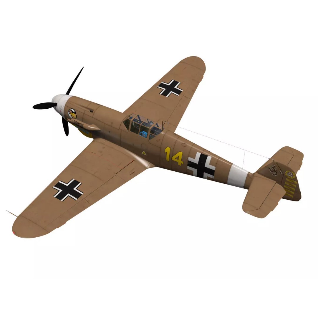Messerschmitt Bf109 F4 3D Model – High Poly Aircraft, FBX, OBJ - View 3