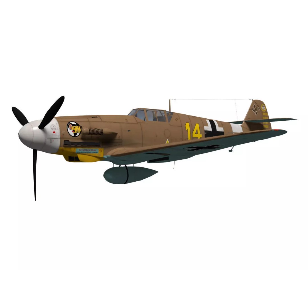 Messerschmitt Bf109 F4 3D Model – High Poly Aircraft, FBX, OBJ - View 4