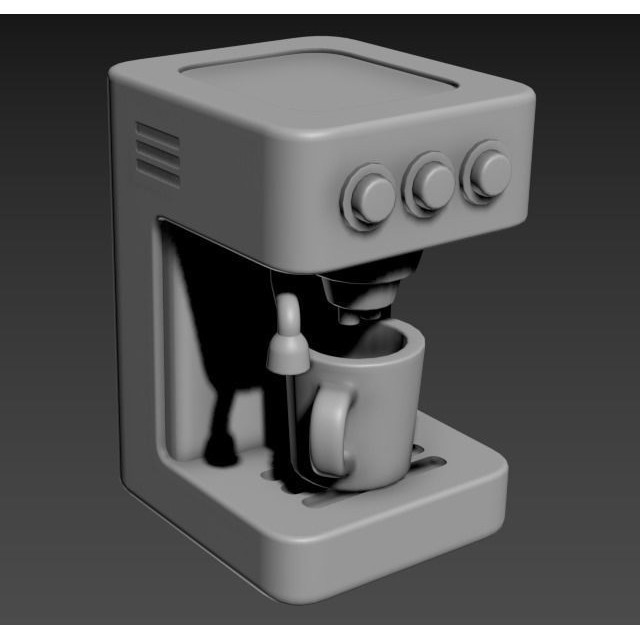 Stylized Coffee Maker 3D Model – Low Poly Game Asset, FBX, OBJ, Blender - View 10
