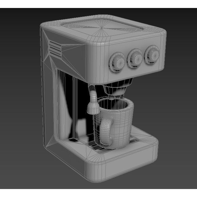 Stylized Coffee Maker 3D Model – Low Poly Game Asset, FBX, OBJ, Blender - View 11