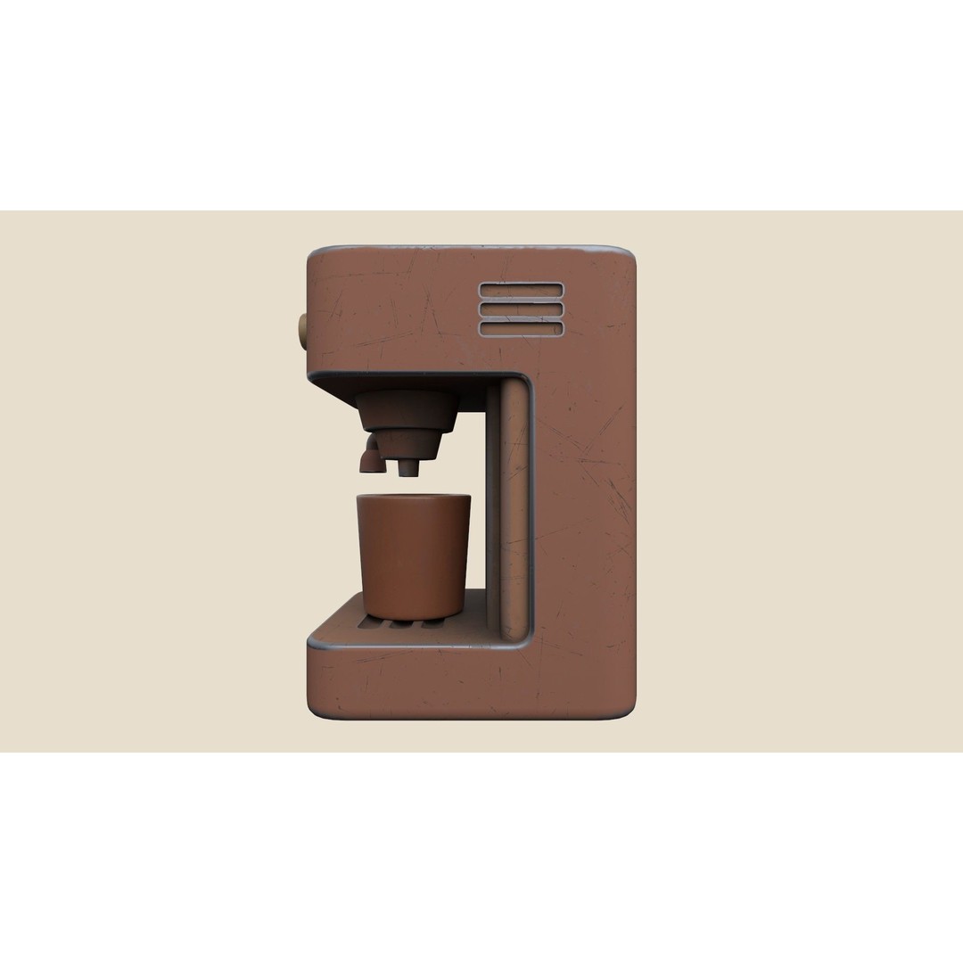 Stylized Coffee Maker 3D Model – Low Poly Game Asset, FBX, OBJ, Blender - View 5