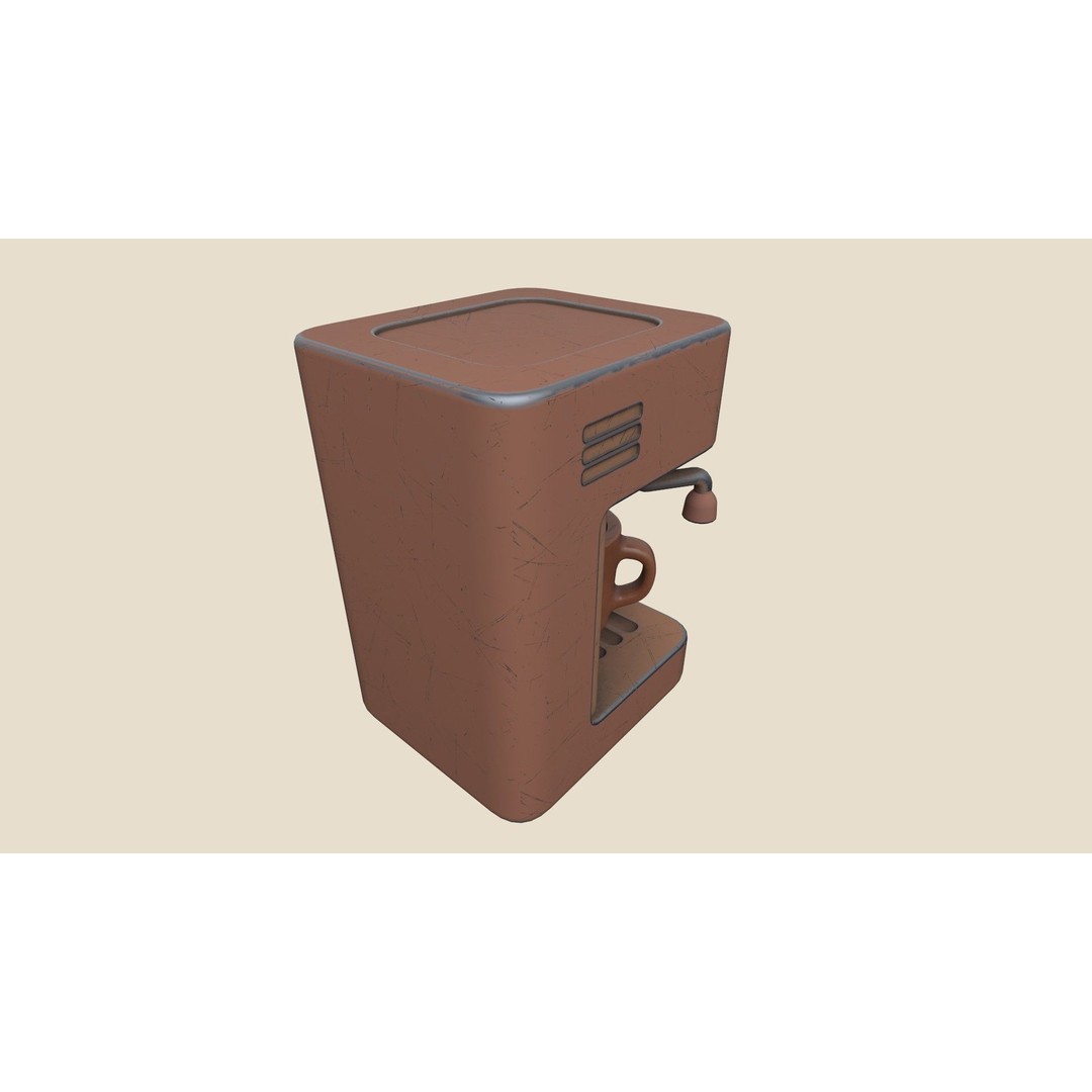 Stylized Coffee Maker 3D Model – Low Poly Game Asset, FBX, OBJ, Blender - View 7