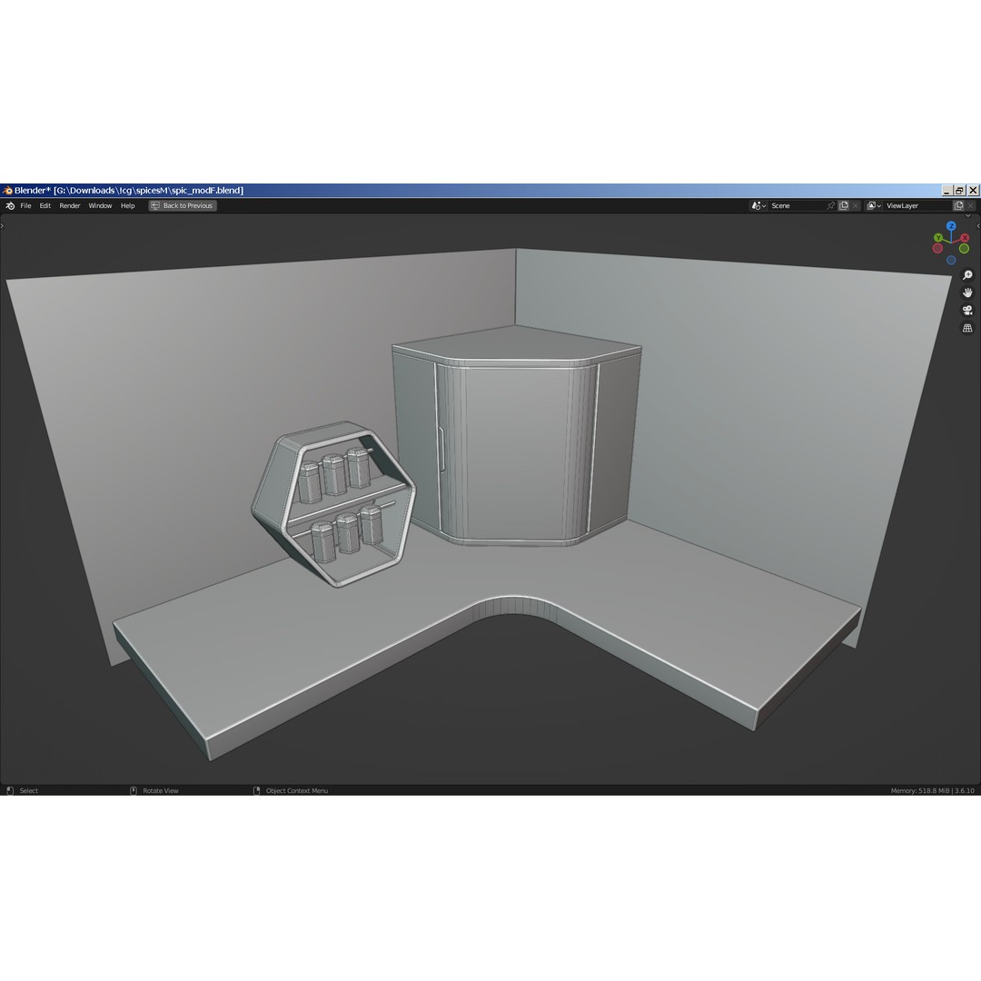 Modern Spice Rack 3D Model – Stylish Kitchen Furniture, FBX, Blender