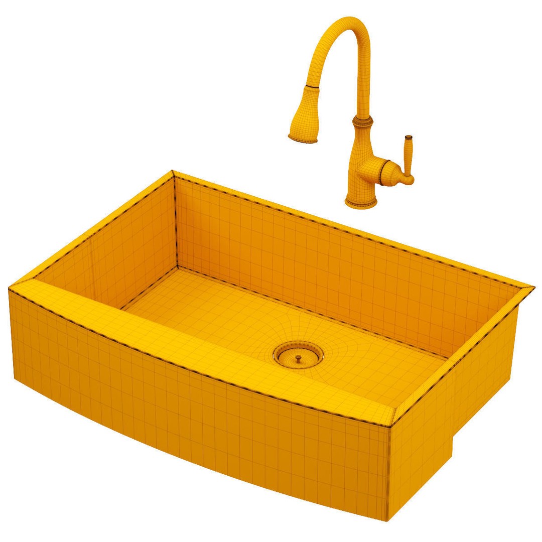 MOEN Kitchen Sink 3D Model – Modern Stainless Steel Design, FBX & OBJ