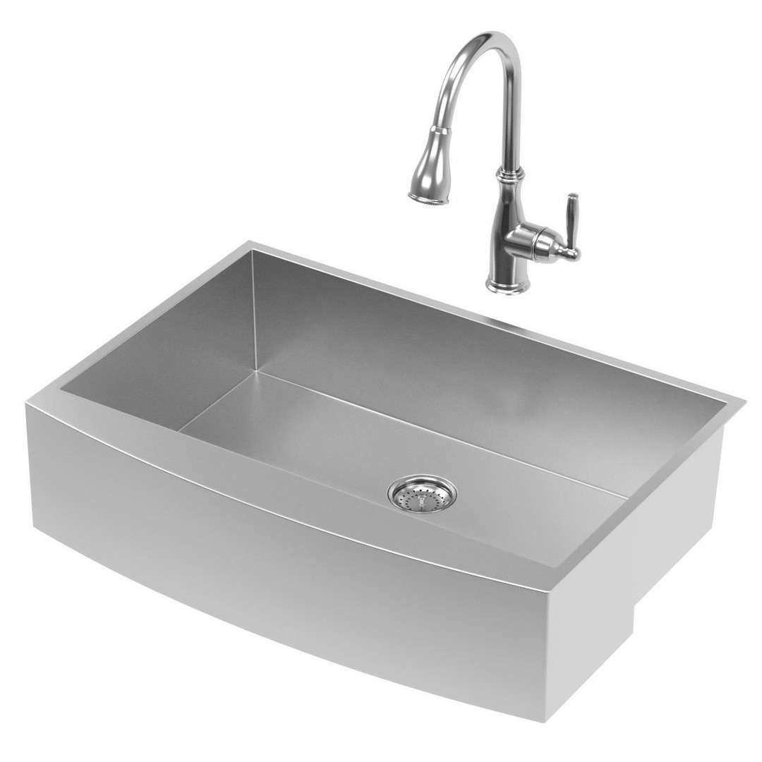MOEN Kitchen Sink 3D Model – Modern Stainless Steel Design, FBX & OBJ - View 3