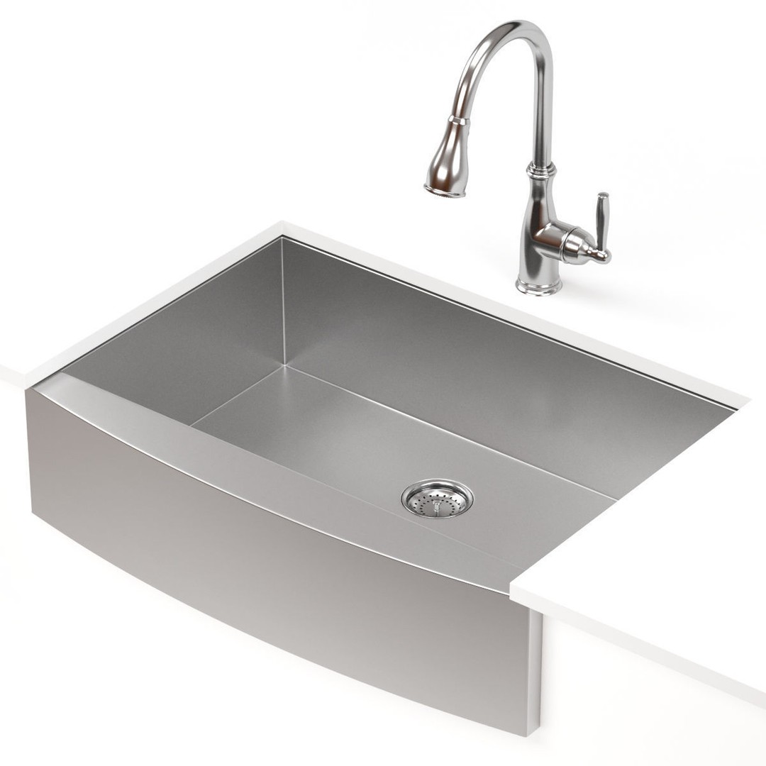 MOEN Kitchen Sink 3D Model – Modern Stainless Steel Design, FBX & OBJ - View 6