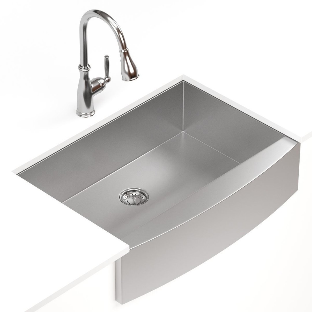 MOEN Kitchen Sink 3D Model – Modern Stainless Steel Design, FBX & OBJ - View 7