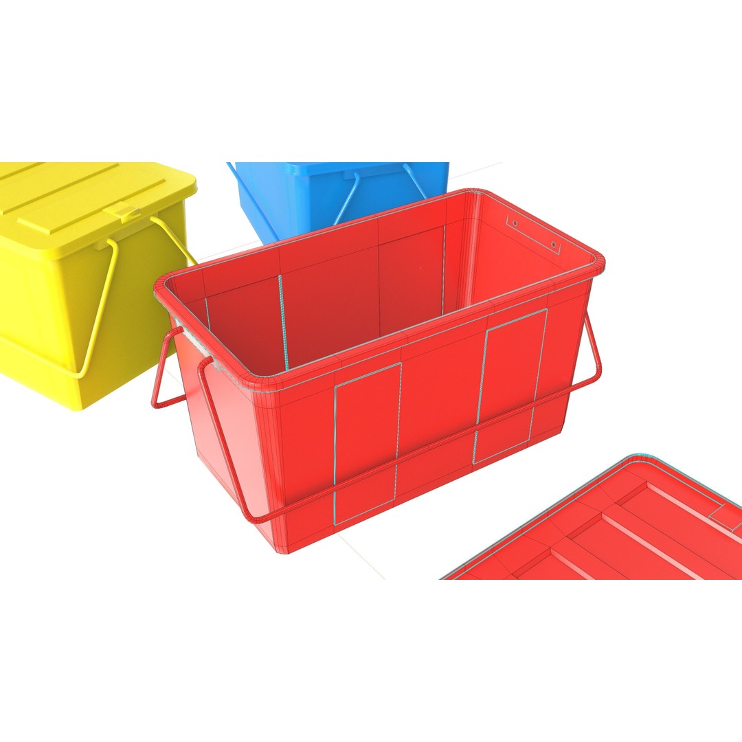 Plastic Box 3D Model – Low Poly Game-Ready Container Set, FBX, OBJ - View 12