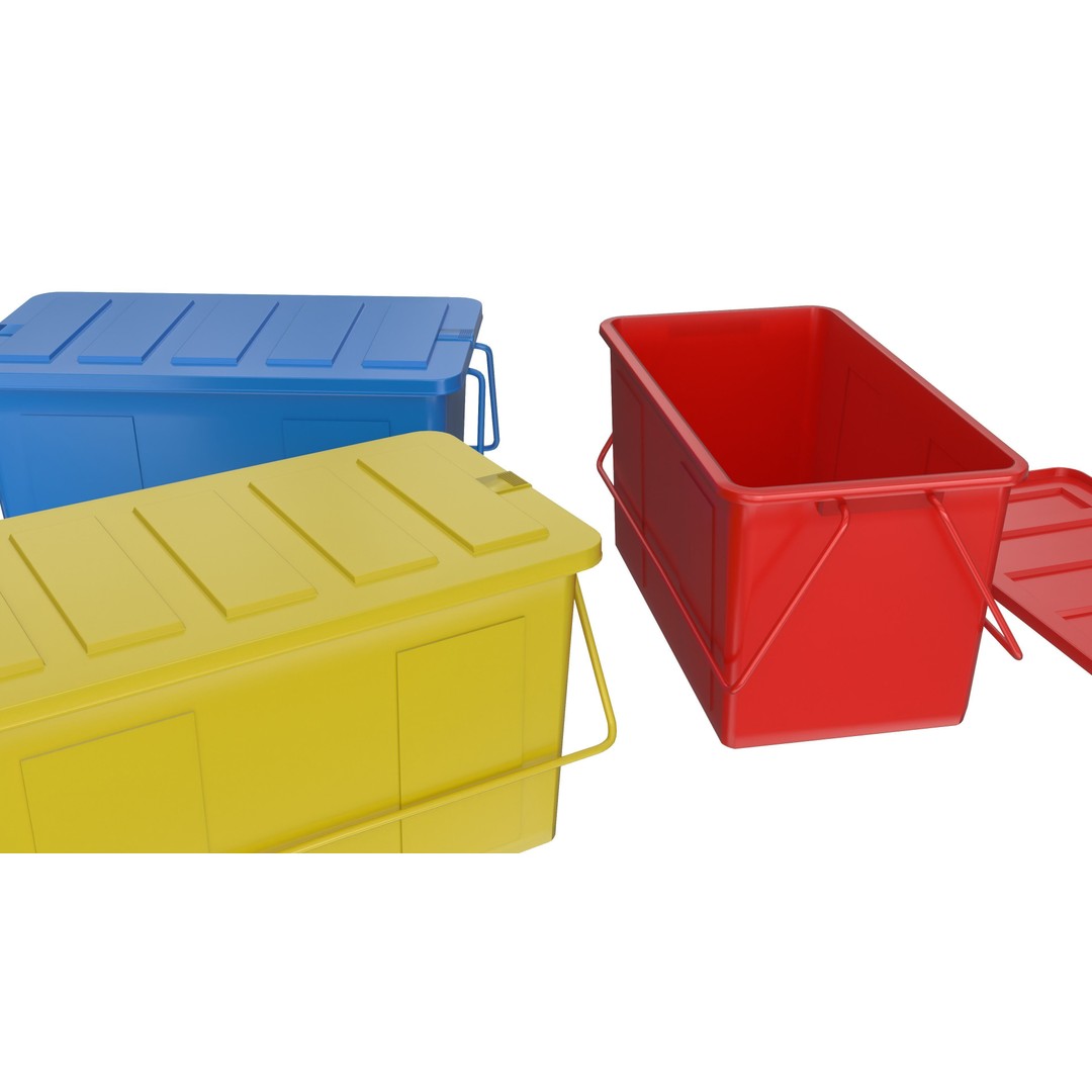 Plastic Box 3D Model – Low Poly Game-Ready Container Set, FBX, OBJ - View 4