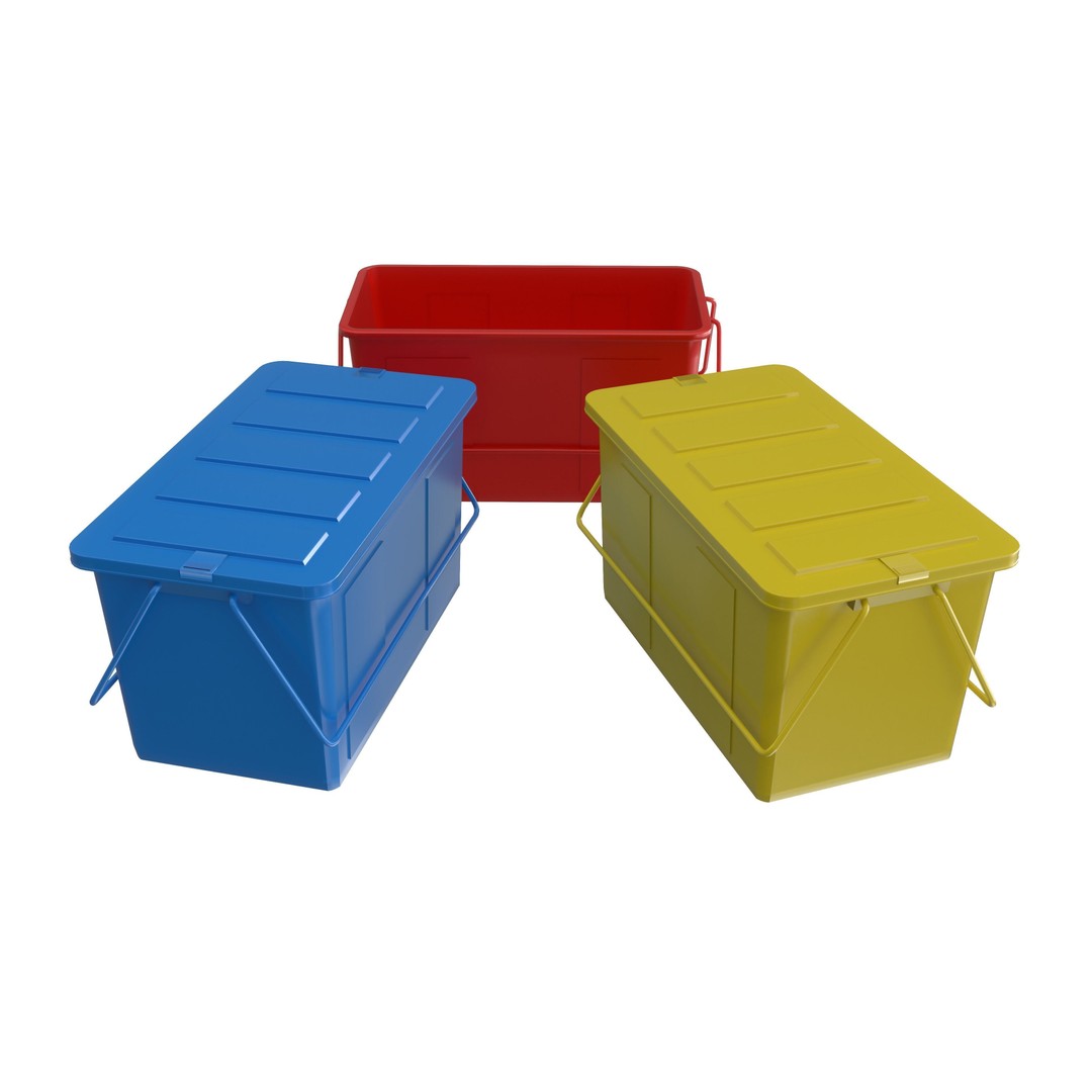 Plastic Box 3D Model – Low Poly Game-Ready Container Set, FBX, OBJ - View 6
