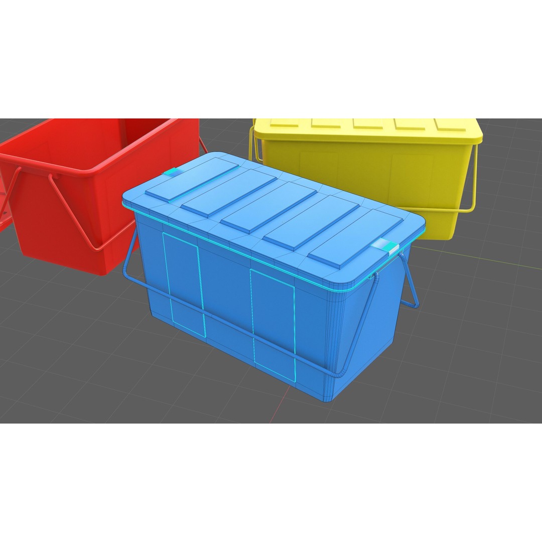Plastic Box 3D Model – Low Poly Game-Ready Container Set, FBX, OBJ - View 7