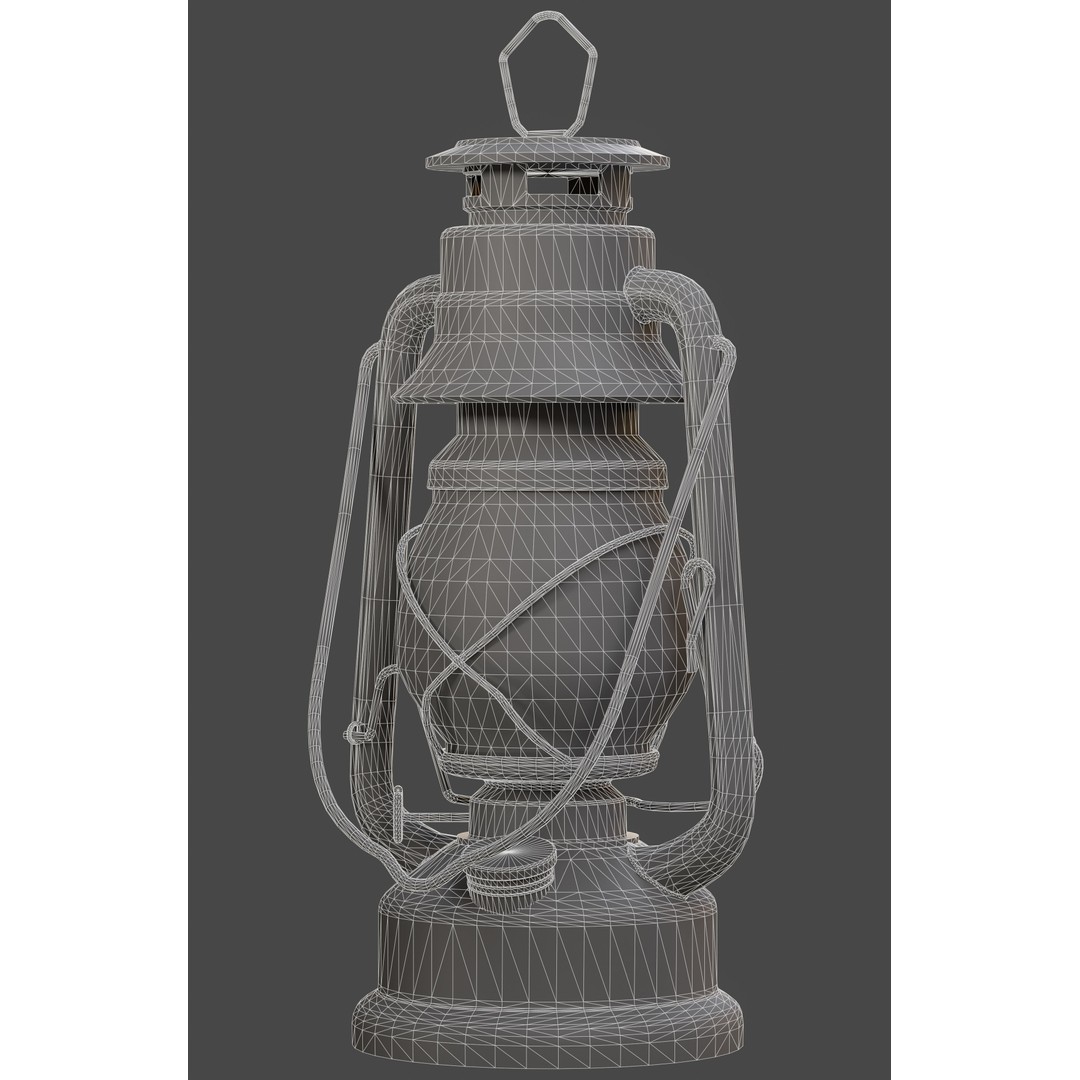 Old Lamp 3D Model – Low Poly Game-Ready Antique Light Asset, FBX