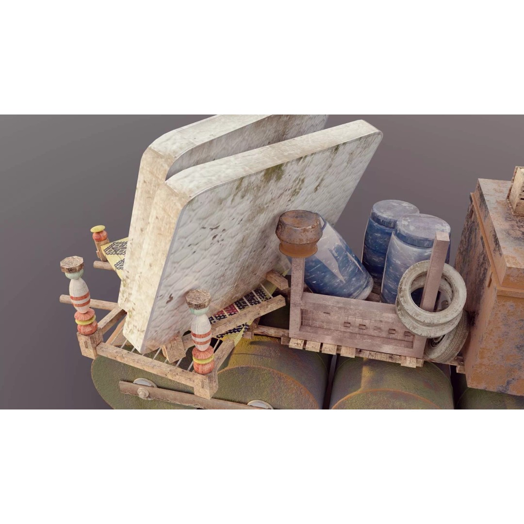 Flood Boat 3D Model – Low Poly Game Asset with PBR Textures - View 5