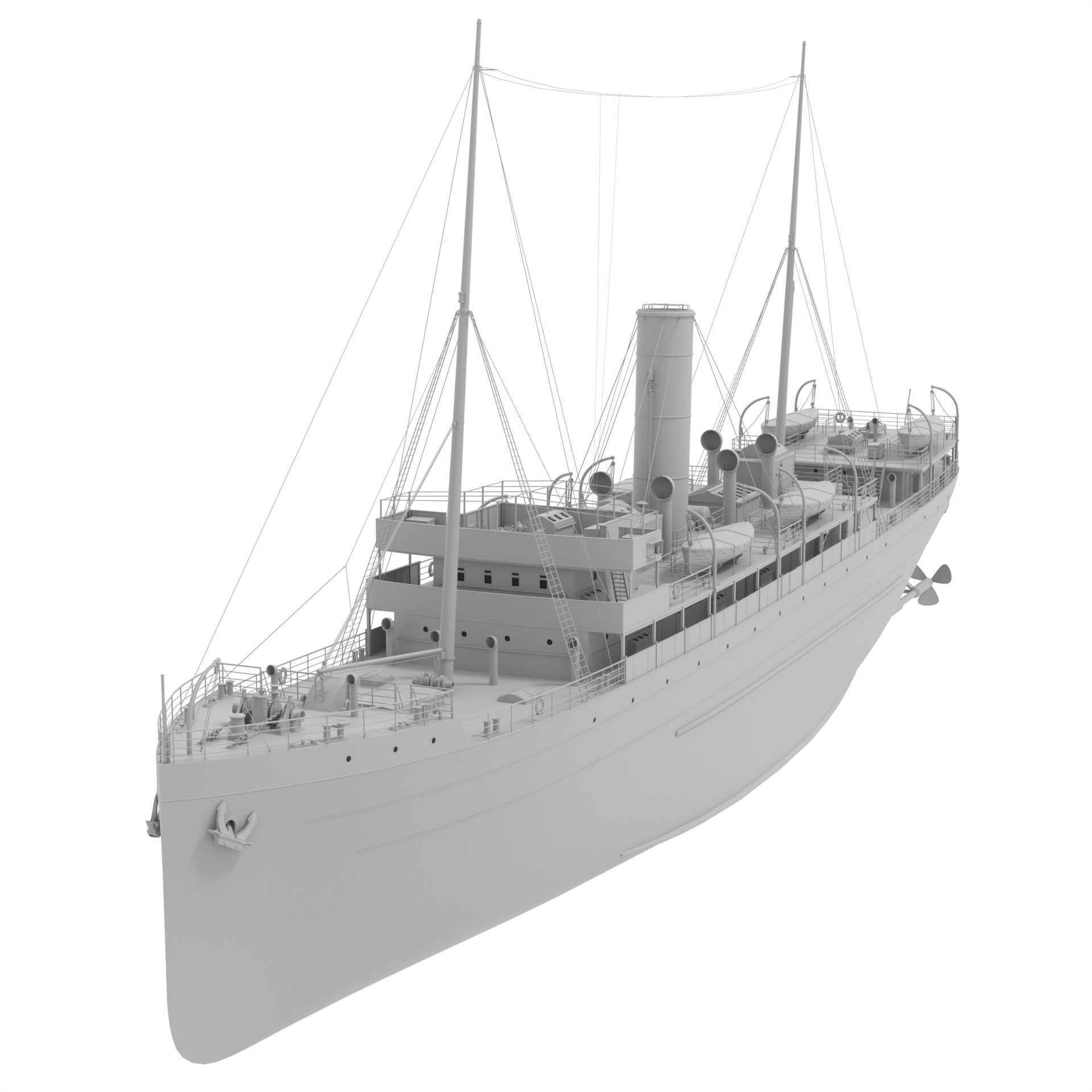 Steam Ship - Game-Ready 3D Model - View 10