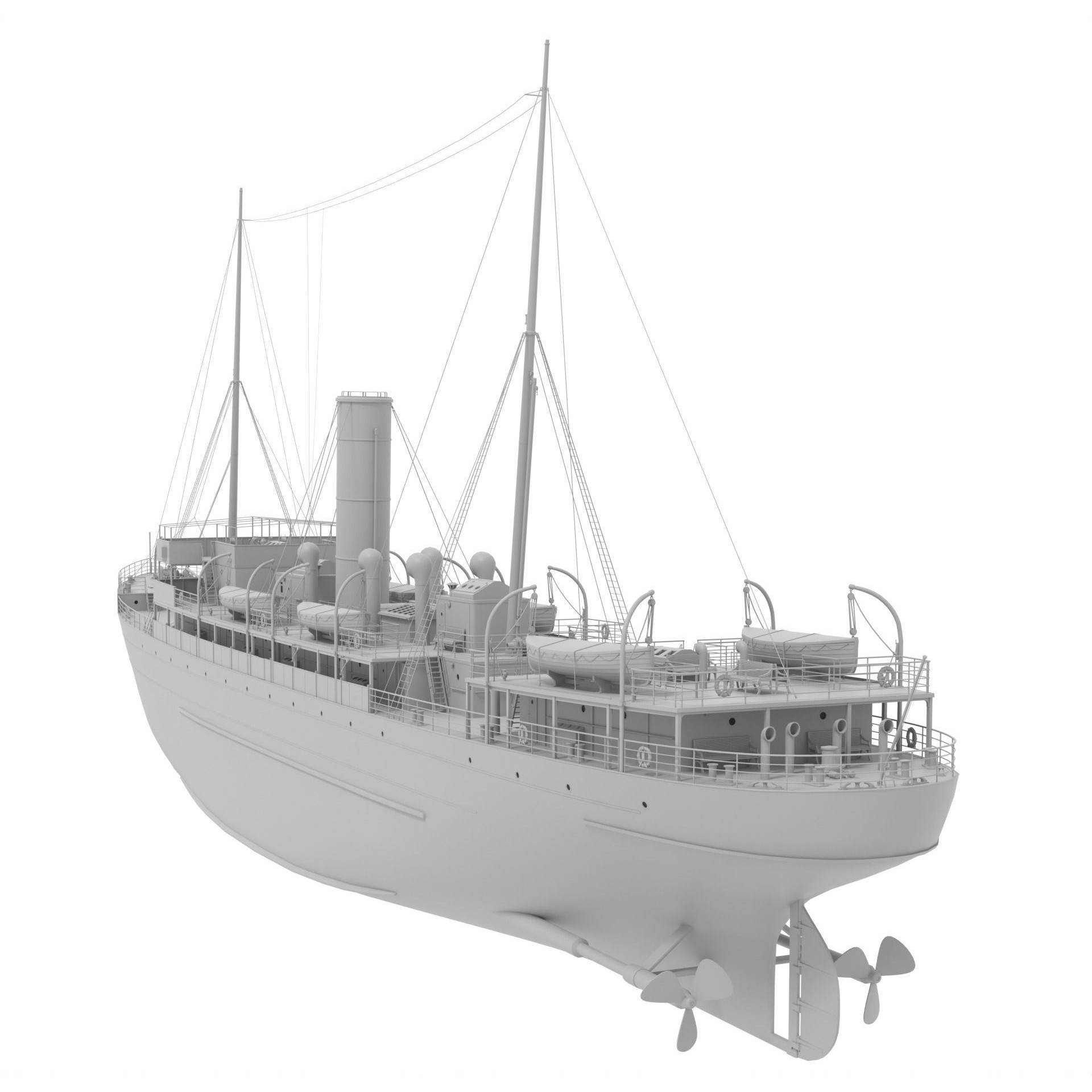 Steam Ship - Game-Ready 3D Model - View 12