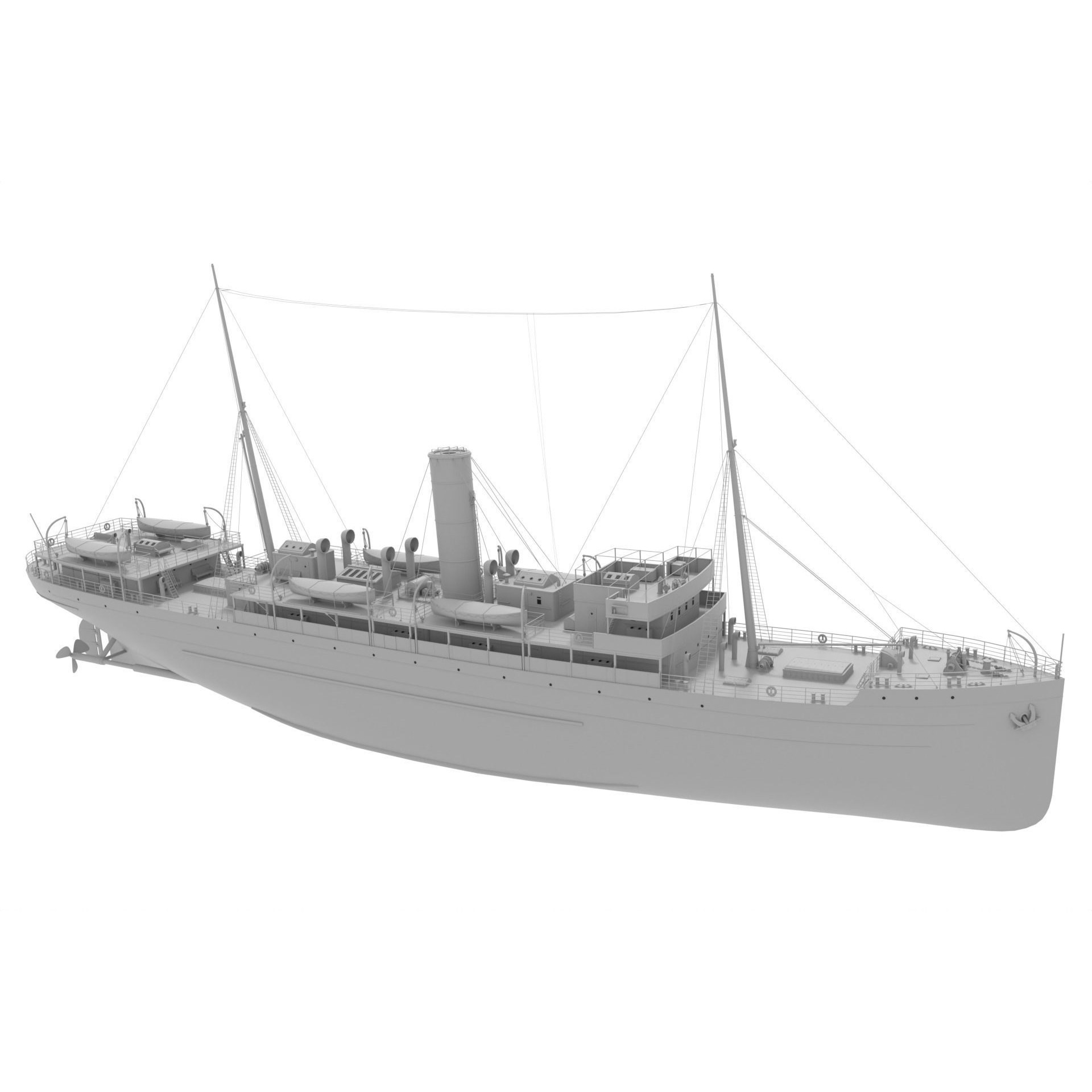 Steam Ship - Game-Ready 3D Model - View 14