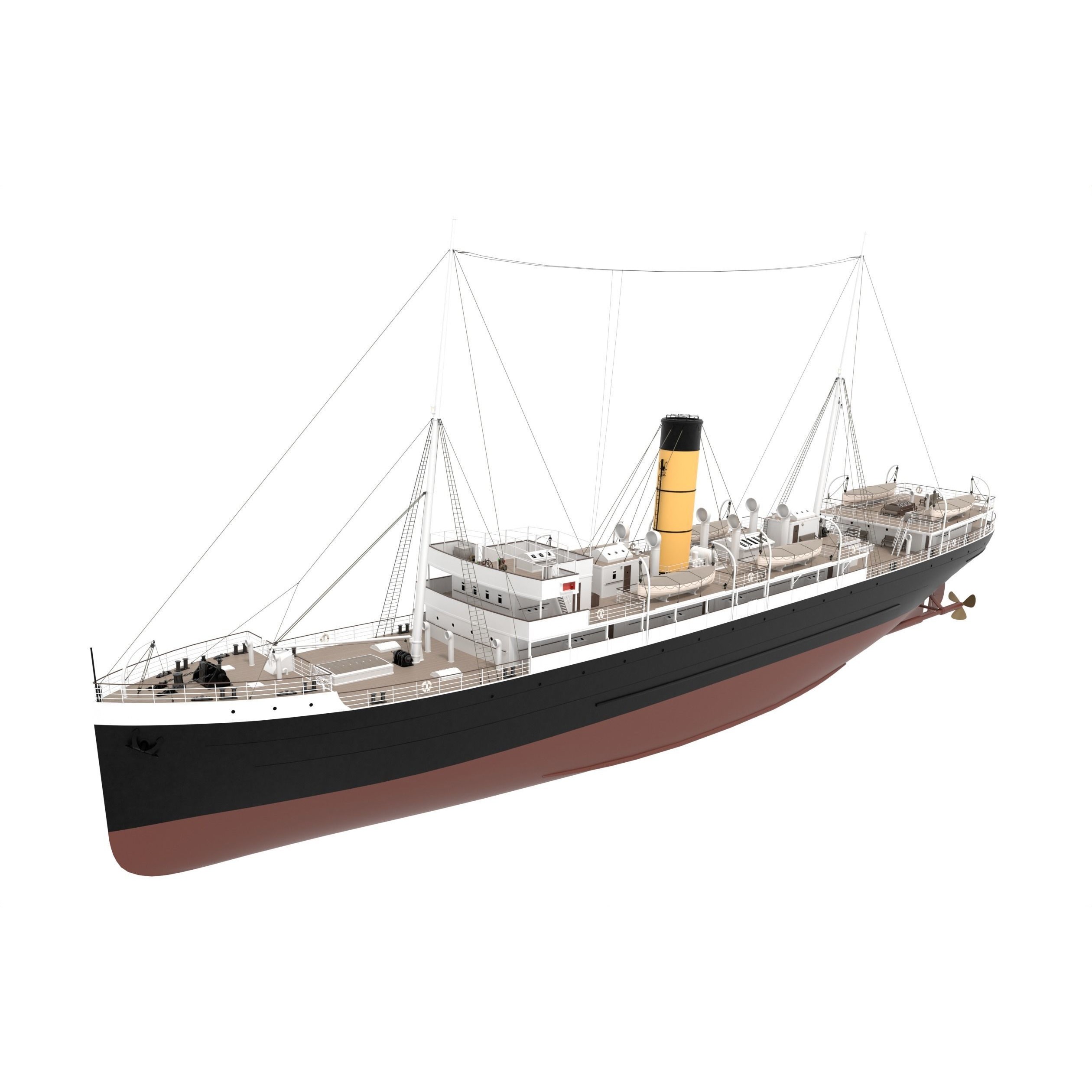 Steam Ship - Game-Ready 3D Model - View 9