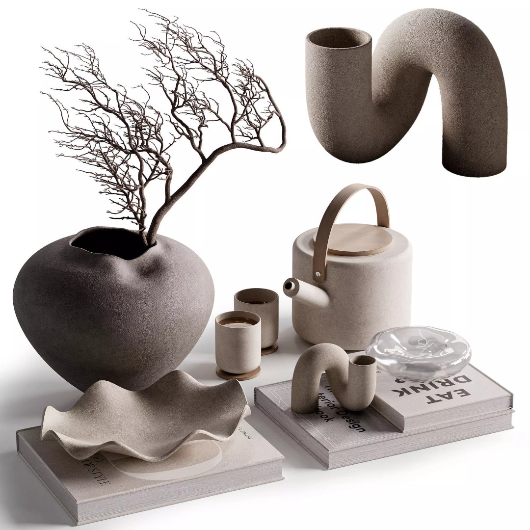 Decorative Set 42 3D Model – Elegant Household Tableware, OBJ & FBX - View 2