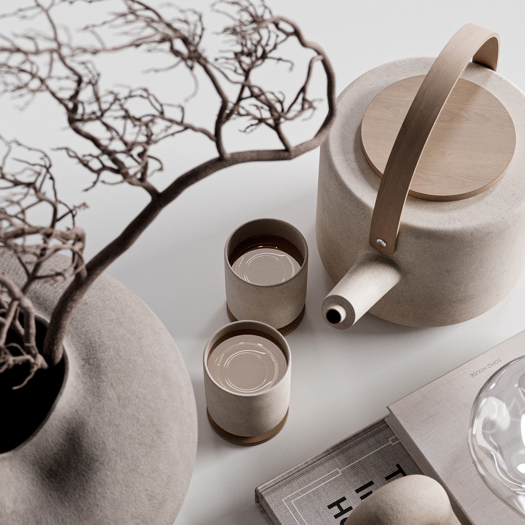 Decorative Set 42 3D Model – Elegant Household Tableware, OBJ & FBX - View 5