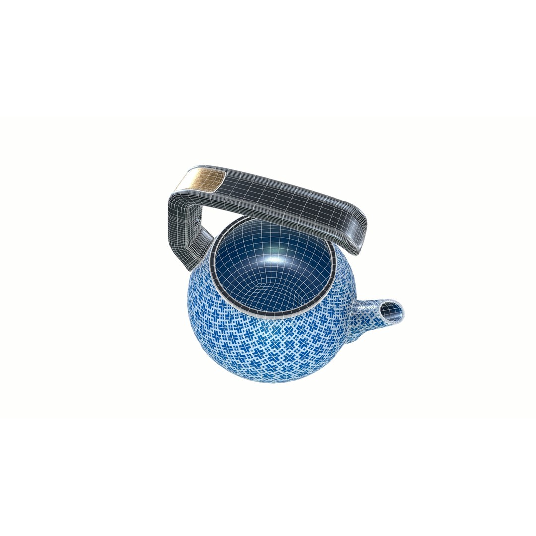 Teapot 3D Model – Elegant Ceramic Kitchenware with PBR Textures - View 6