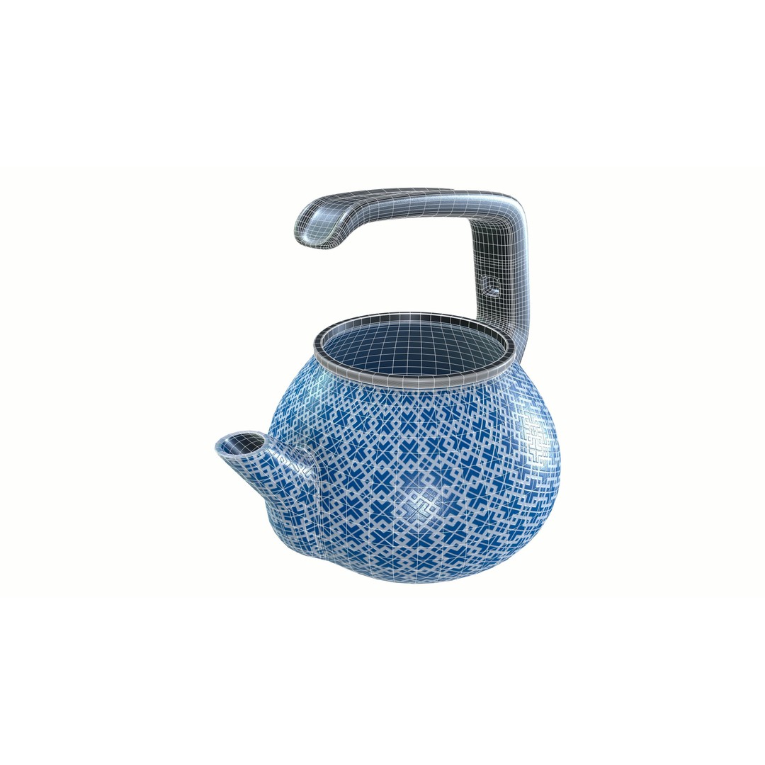 Teapot 3D Model – Elegant Ceramic Kitchenware with PBR Textures - View 8