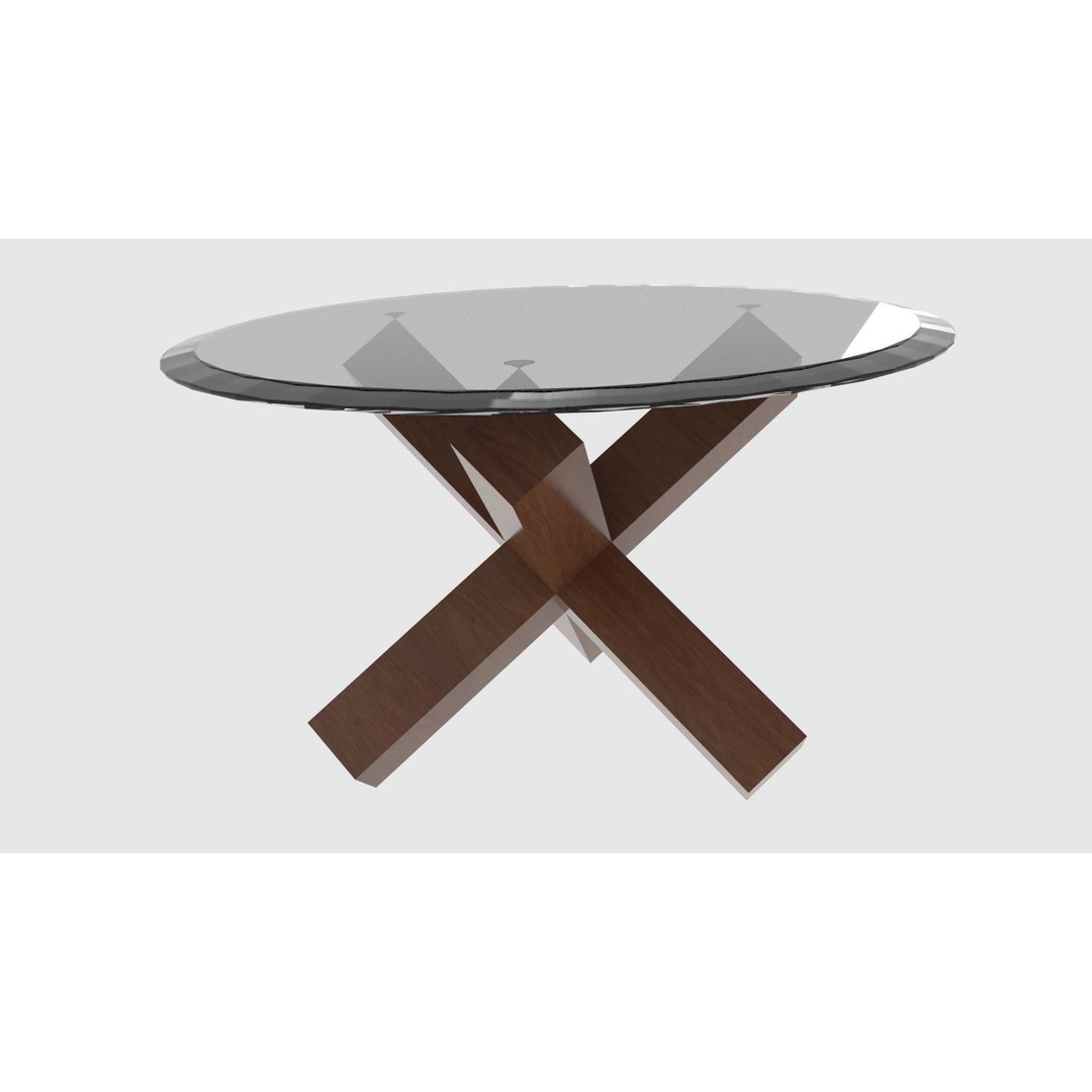Glass Top Coffee Table 3D Model – Low Poly Modern Furniture for AR/VR - View 6