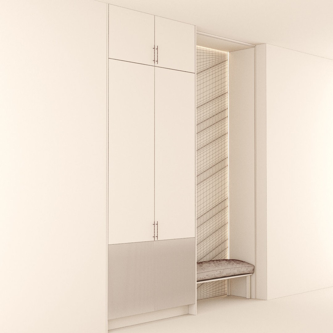 Hall Furniture 3D Model – Contemporary Wardrobe Set, FBX, OBJ - View 5