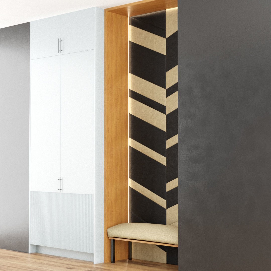 Hall Furniture 3D Model – Contemporary Wardrobe Set, FBX, OBJ - View 6