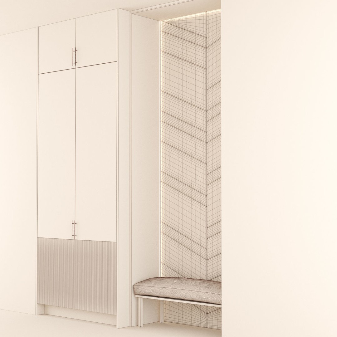 Hall Furniture 3D Model – Contemporary Wardrobe Set, FBX, OBJ - View 7