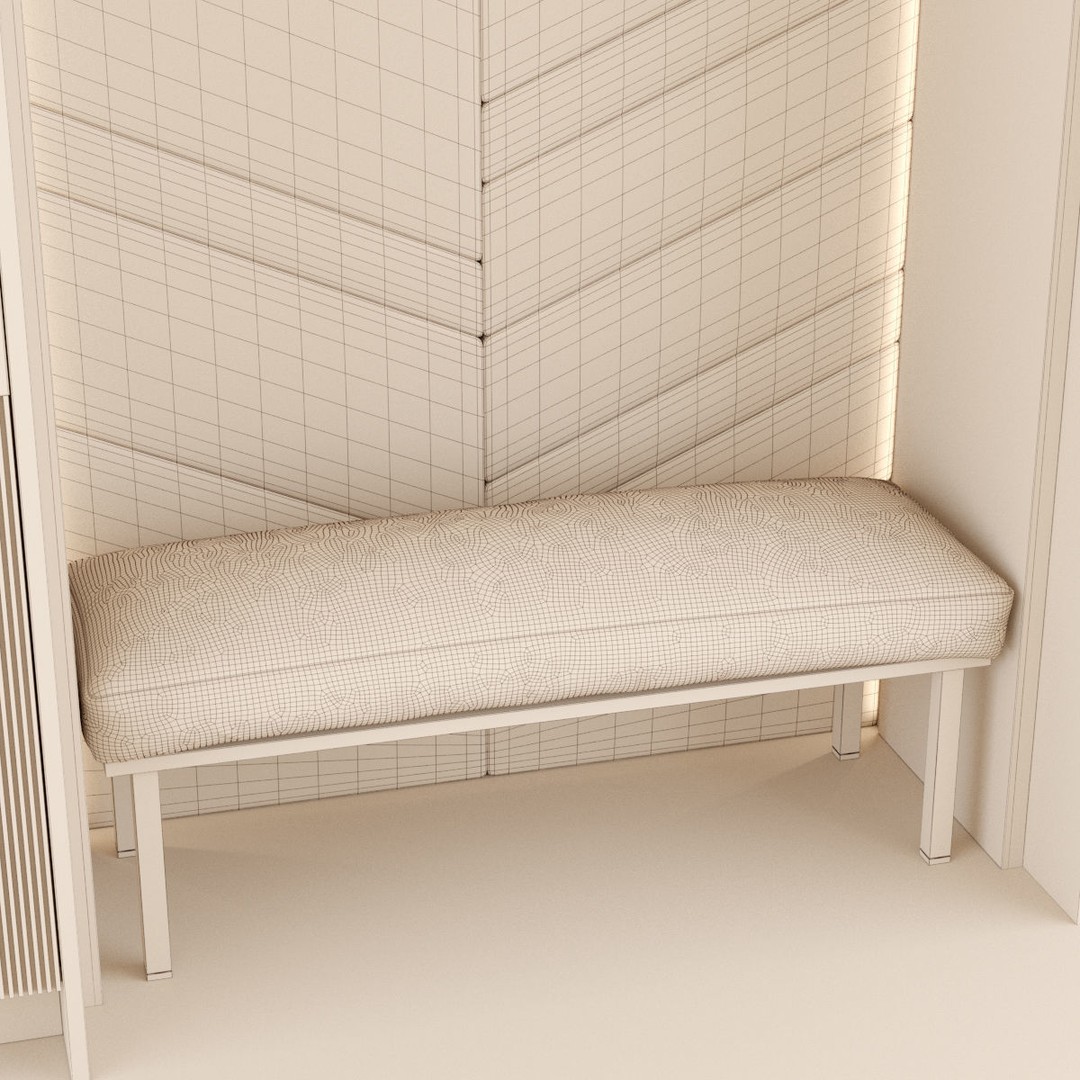 Hall Furniture 3D Model – Contemporary Wardrobe Set, FBX, OBJ - View 9