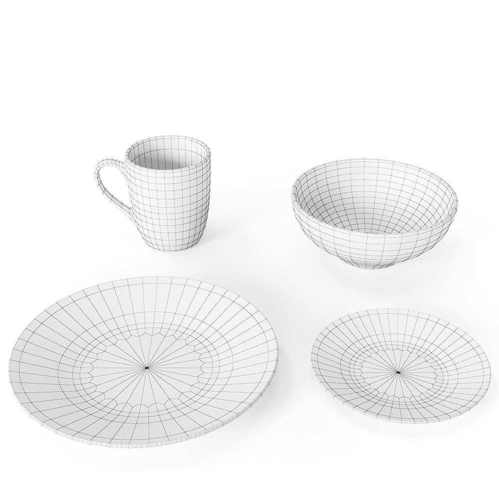 Green Forest Dinnerware Collection 3D Model – PBR Kitchenware, FBX, OBJ - View 10