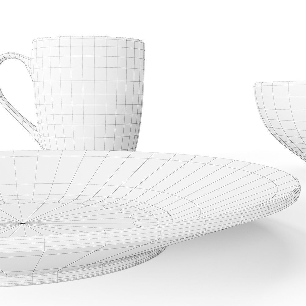 Green Forest Dinnerware Collection 3D Model – PBR Kitchenware, FBX, OBJ - View 11