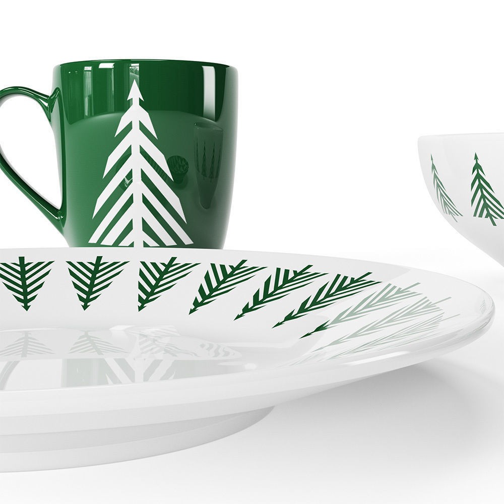 Green Forest Dinnerware Collection 3D Model – PBR Kitchenware, FBX, OBJ - View 4