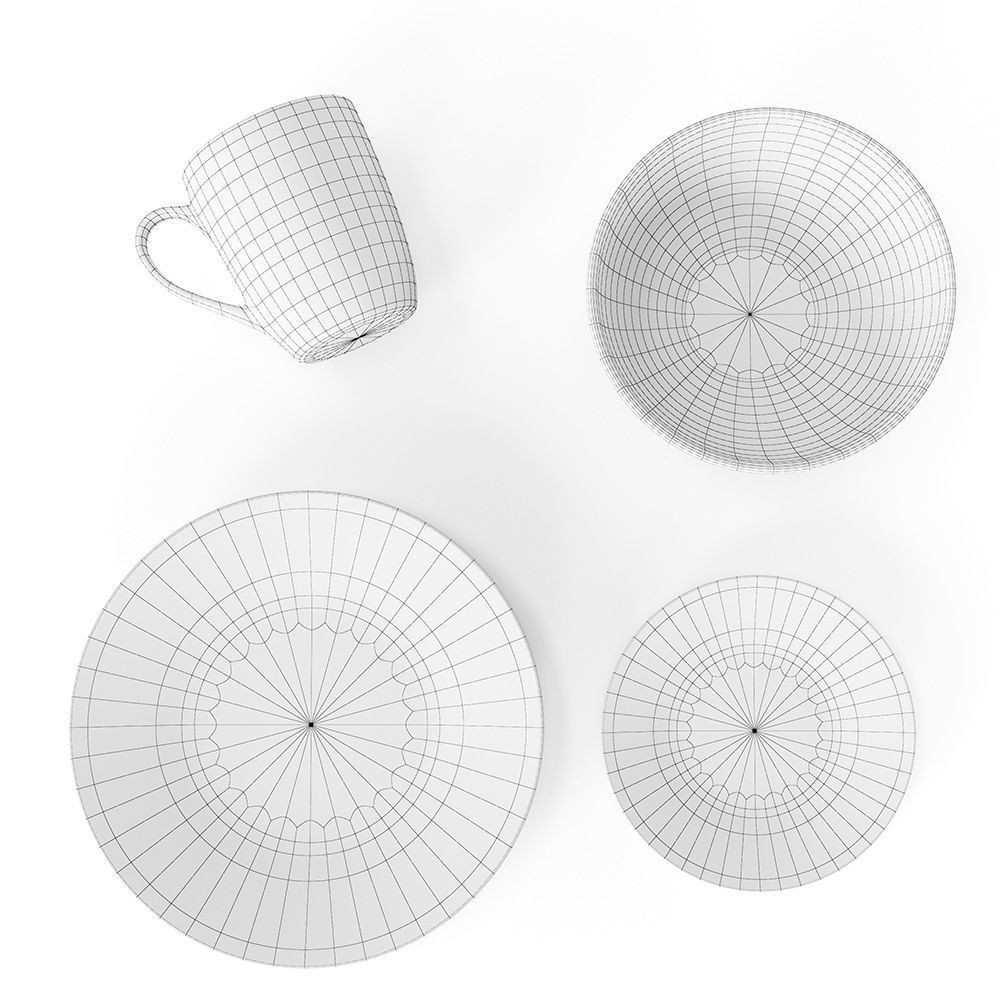 Green Forest Dinnerware Collection 3D Model – PBR Kitchenware, FBX, OBJ - View 9