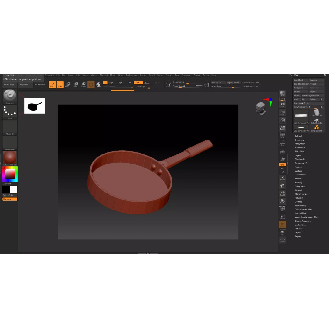 Frying Pan 3D Model – Low Poly Kitchenware for Game Ready Rendering - View 11