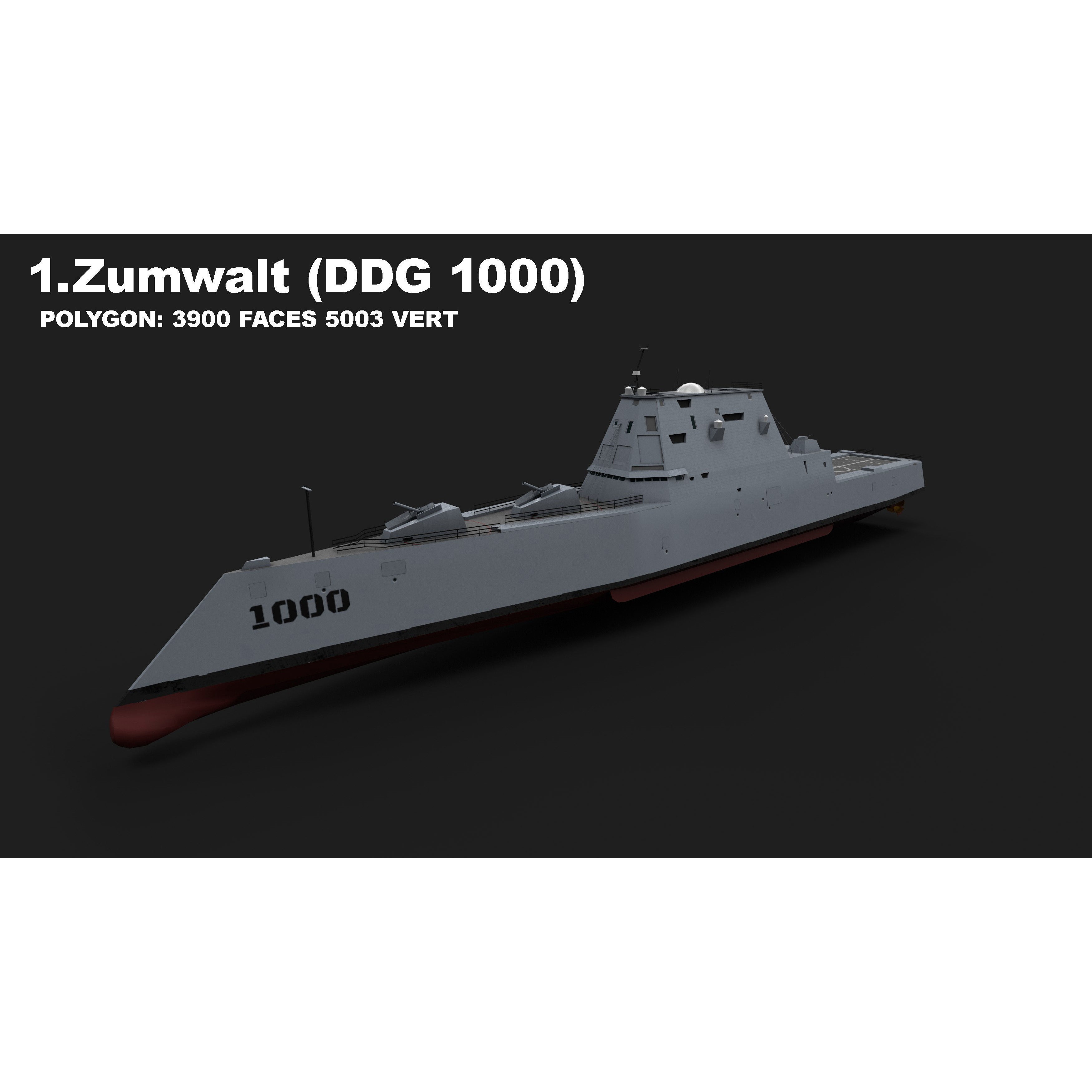 15 in 1 Navy Watercraft - Low-Poly Game-Ready 3D Model - View 3