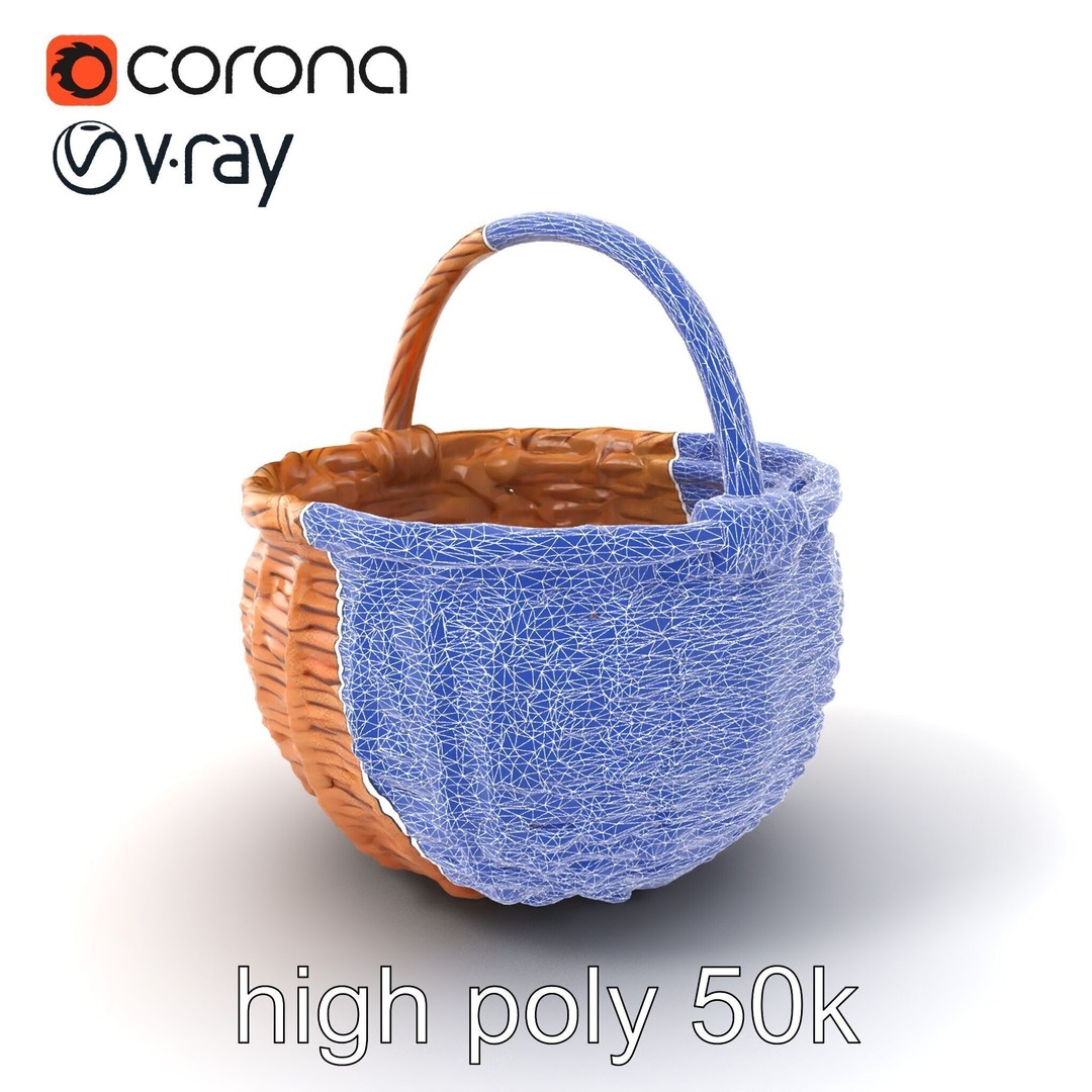 Woven Basket 3D Model – Intricate Low-Poly Design, FBX, PBR Textures - View 11
