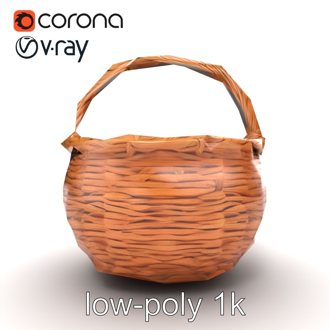 Woven Basket 3D Model – Intricate Low-Poly Design, FBX, PBR Textures - View 14