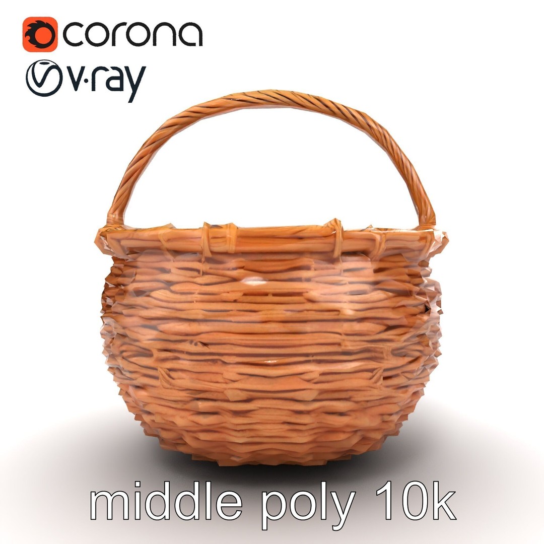 Woven Basket 3D Model – Intricate Low-Poly Design, FBX, PBR Textures - View 19