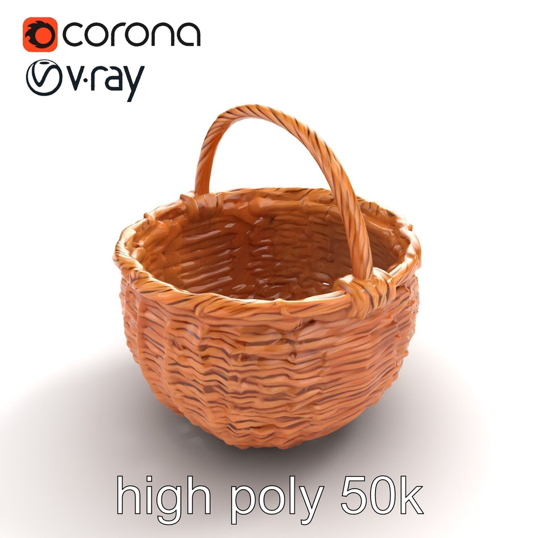 Woven Basket 3D Model – Intricate Low-Poly Design, FBX, PBR Textures - View 22