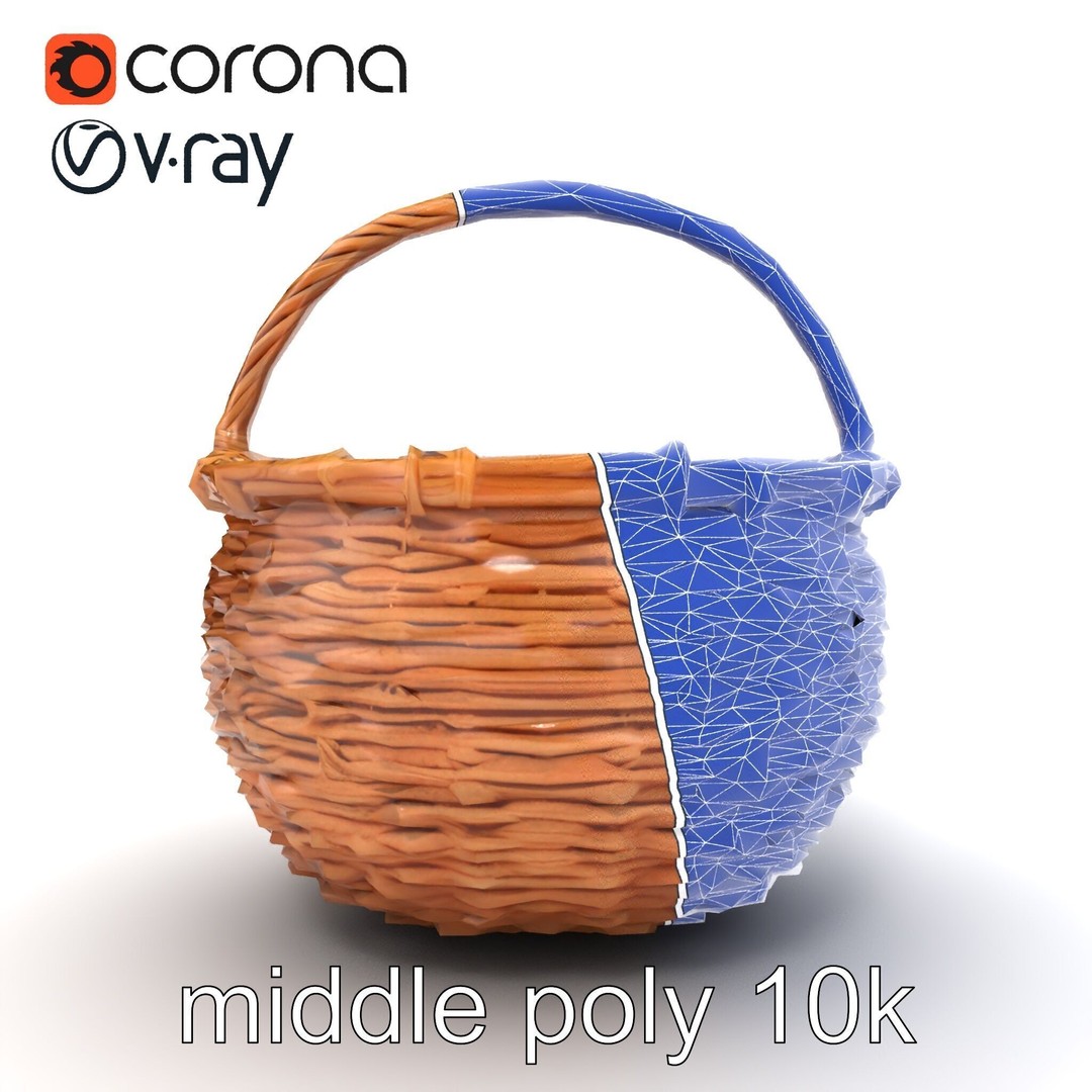 Woven Basket 3D Model – Intricate Low-Poly Design, FBX, PBR Textures - View 23